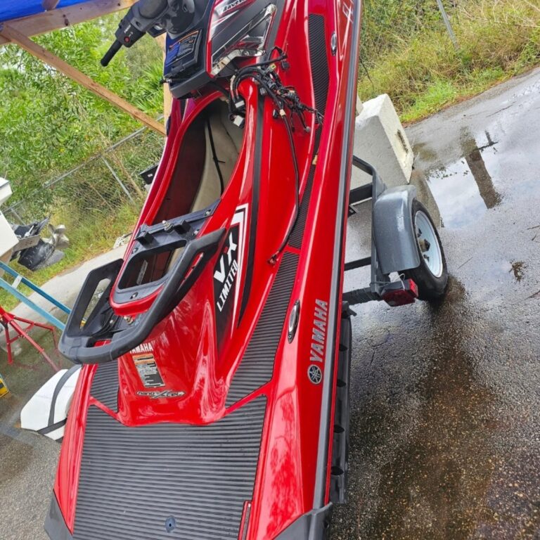 Personal watercraft on a trailer prepared for Jet Ski service by M33 Powersport Performance