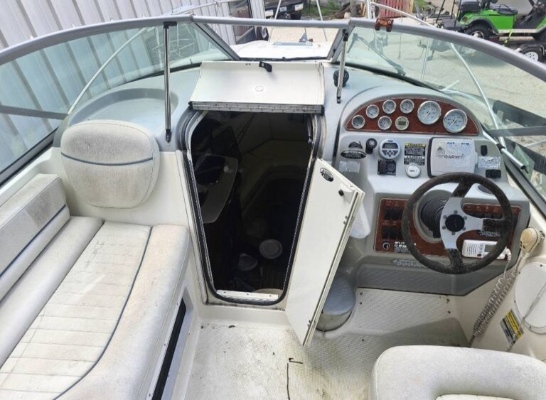 Boat helm console and instrument panel during marine electrical and electronics work
